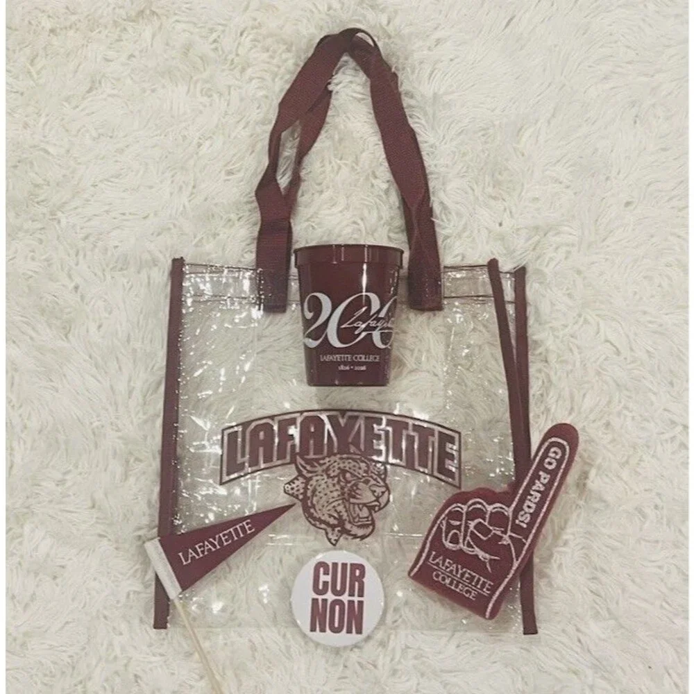 Lafayette College Clear Stadium Bag w/Sports Fan & Spirit Gear (Bed Party Ready)